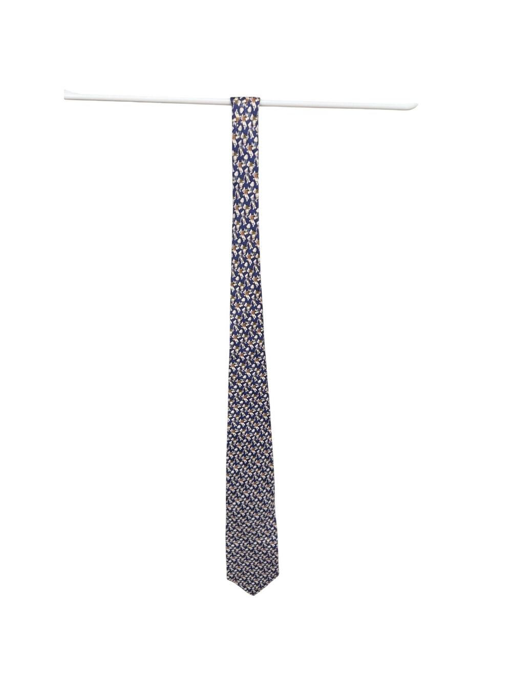 Bijoux Terner Teddy Bear Novelty Tie Genuine Silk Blue Cute Vintage Necktie